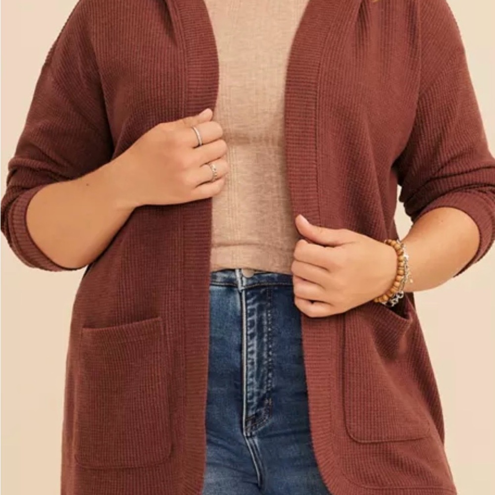 Maurices Rust Brown Open-Front Knit Cardigan